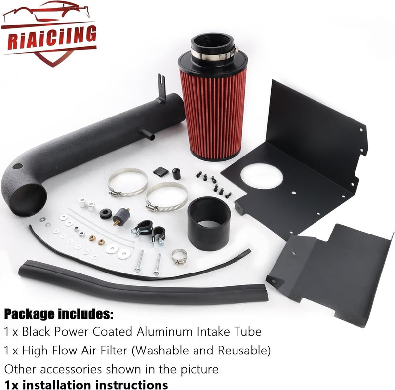 RiAiCiING مجموعة سحب الهواء البارد مع درع حراري تناسب 2012-2018 جيب رانجلر JK 3.6L V6، تزيد من القوة والعزم، صوت سحب أكثر عدوانية ورياضي - Image 5